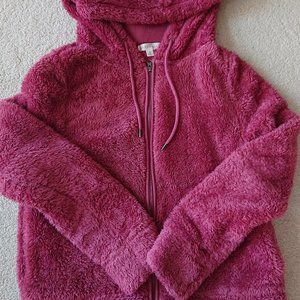 VERY soft fuchsia teddy zip up hoodie